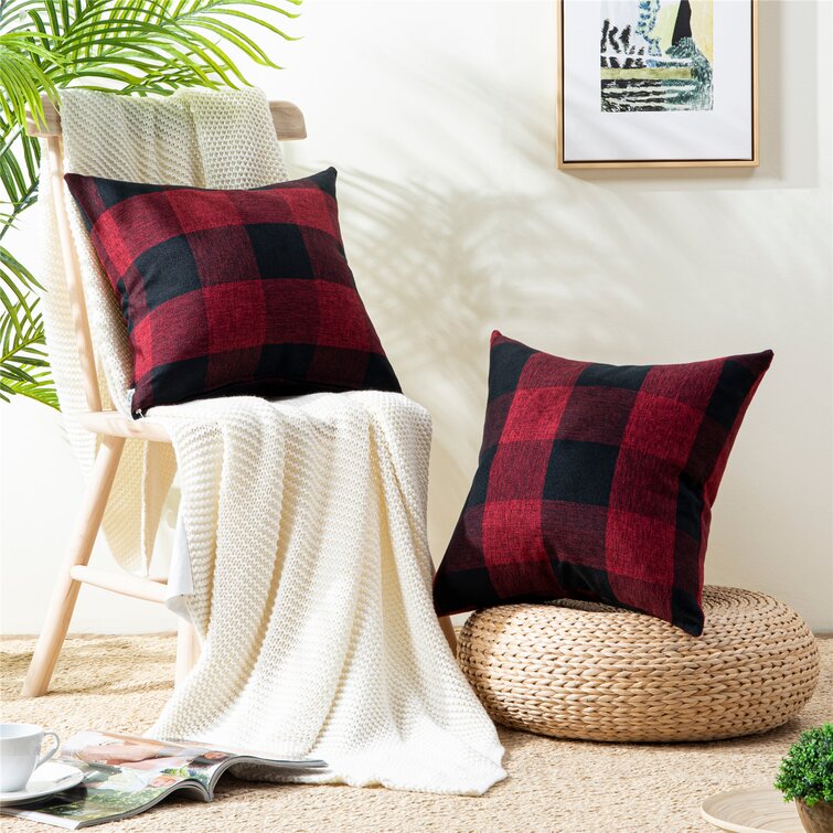 Red plaid hot sale outdoor pillows